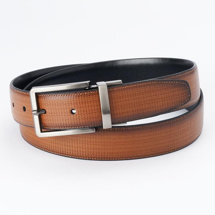 Men's Apt. 9 Tan & Black Textured Reversible Belt, Size: 40, Grey Other