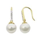Pearlustre By Imperial Freshwater Cultured Pearl Diamond Accent 14k Gold Drop Earrings, Women's, White