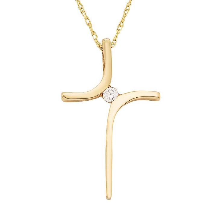10k Gold Diamond Accent Cross Pendant Necklace, Women's, Size: 18, White