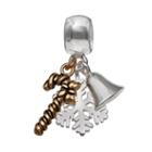 Individuality Beads Sterling Silver Snowflake, Bell & Candy Cane Charm, Women's, Multicolor