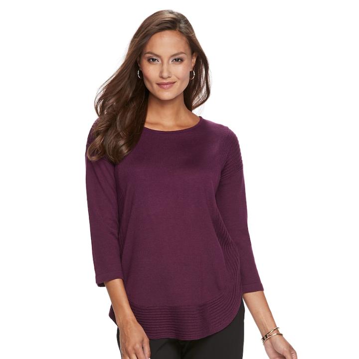 Women's Dana Buchman Curved-hem Sweater, Size: Xl, Dark Red