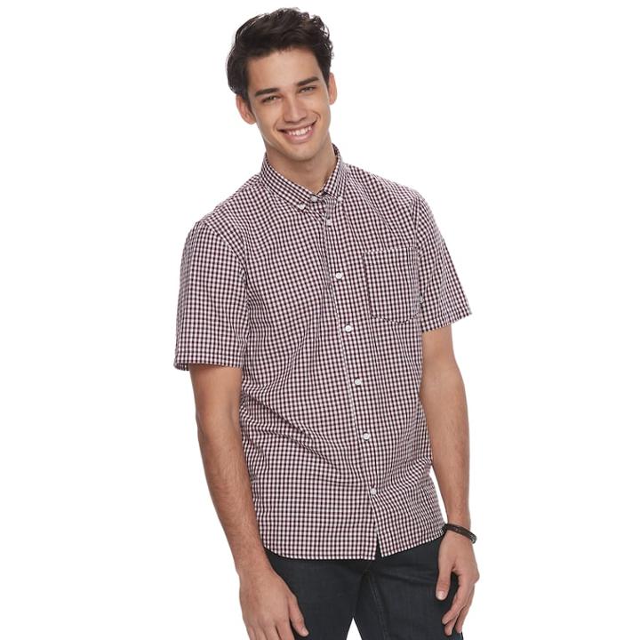 Men's Vans Graphic Button-down Shirt, Size: Large, Dark Red