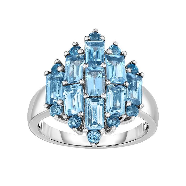 Sterling Silver Swiss & London Blue Topaz Cluster Ring, Women's, Size: 8