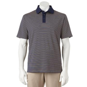 Ben Hogan, Men's Fine Line Striped Performance Golf Polo, Size: Small, Med Blue