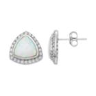 Sterling Silver Lab-created Opal & Cubic Zirconia Triangle Earrings, Women's, White