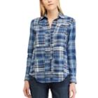 Women's Chaps Patchwork Shirt, Size: Large, Blue