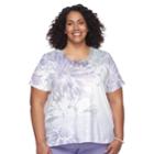 Plus Size Alfred Dunner Studio Floral Embellished Top, Women's, Size: 2xl, Purple Flowers Jewels