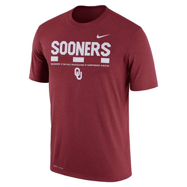 Men's Nike Oklahoma Sooners Legend Staff Dri-fit Tee, Size: Medium, Red Other, Comfort Wear