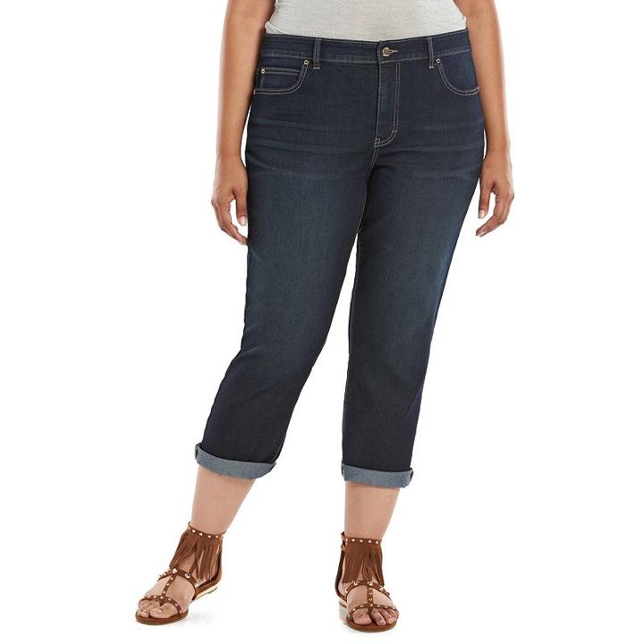 Plus Size Jennifer Lopez Cuffed Jean Capris, Women's, Size: 22 W, Blue