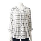 Petite Croft & Barrow&reg; Plaid Roll-tab Tunic, Women's, Size: M Petite, White