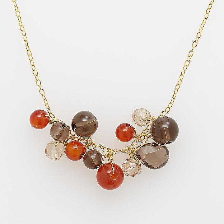 18k Yellow Gold Over Silver Smokey Quartz Necklace, Women's, Brown
