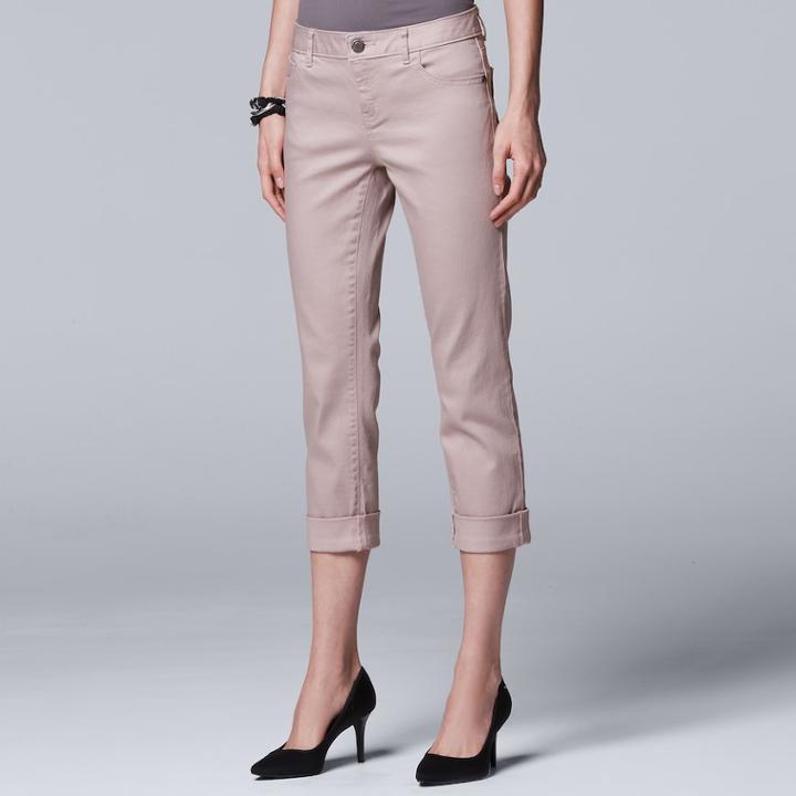Petite Simply Vera Vera Wang Roll Cuff Capri, Women's, Size: 0 Petite, Light Blue