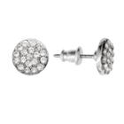 Chaps Silver Tone Simulated Crystal Button Earrings, Women's, Grey