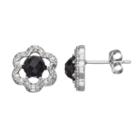 Radiant Gem Onyx Sterling Silver Flower Button Stud Earrings, Women's, Black