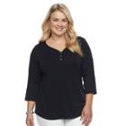 Plus Size Croft & Barrow&reg; Solid V-neck Tee, Women's, Size: 1xl, Black