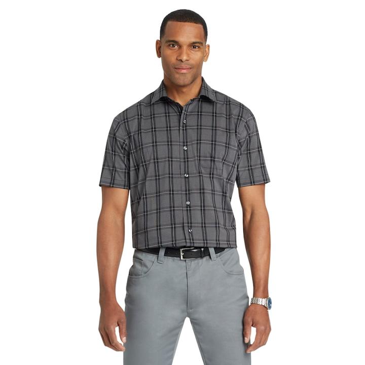 Big & Tall Van Heusen Flex Classic-fit Non-iron Poplin Button-down Shirt, Men's, Size: L Tall, Black