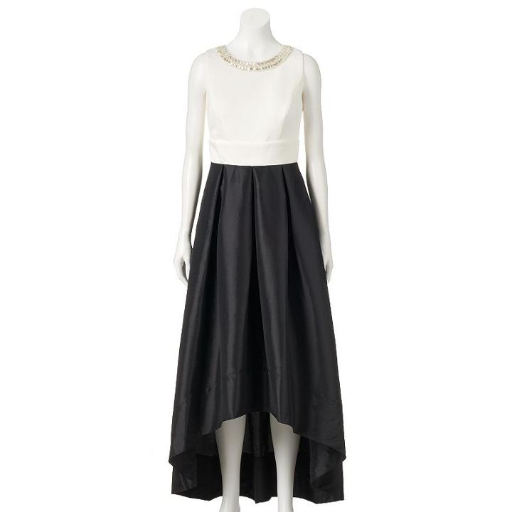 Women's Chaya High-low Taffeta Evening Gown, Size: 12, Grey (charcoal)