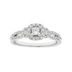 10k White Gold 1/2 Carat T.w. Igl Certified Diamond Halo Engagement Ring, Women's, Size: 7