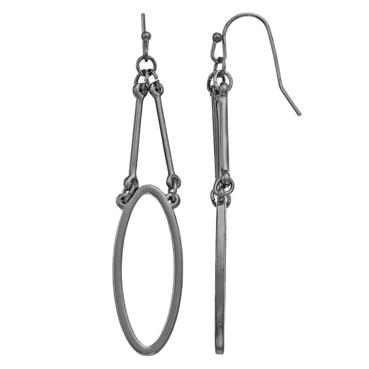 Jet Nickel Free Oval Drop Earrings, Women's, Black