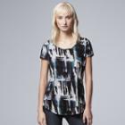 Women's Simply Vera Vera Wang Printed Scoopneck Tee, Size: Large, Med Grey