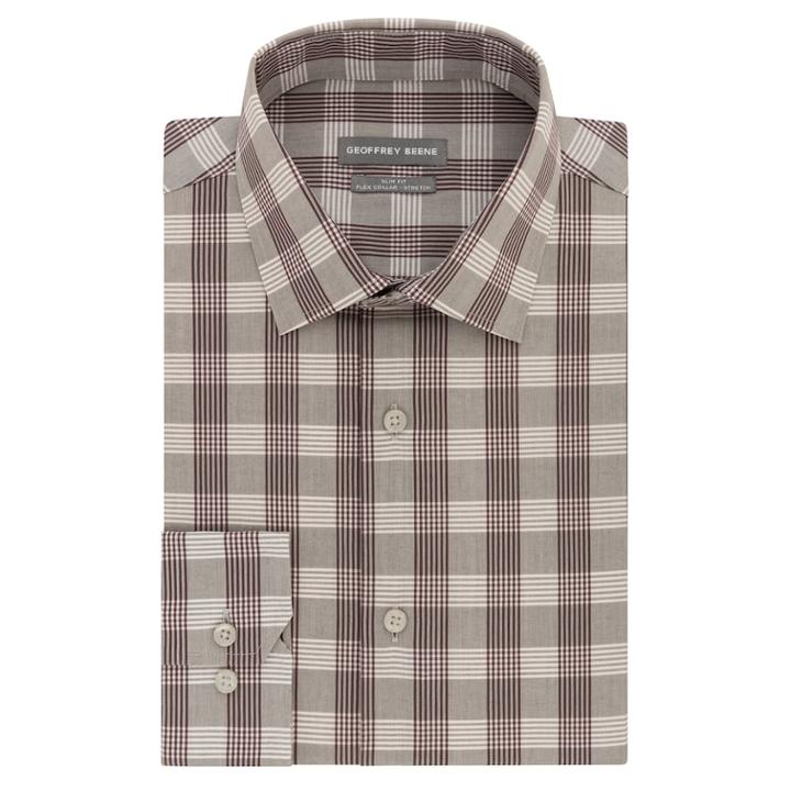 Men's Geoffrey Beene Slim-fit Stretch Flex Spread-collar Dress Shirt, Size: S 32-33, Red Overfl