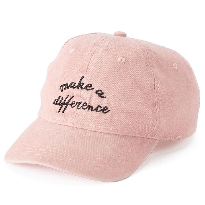Women's So® Embroidered Make A Difference Baseball Cap, Med Pink