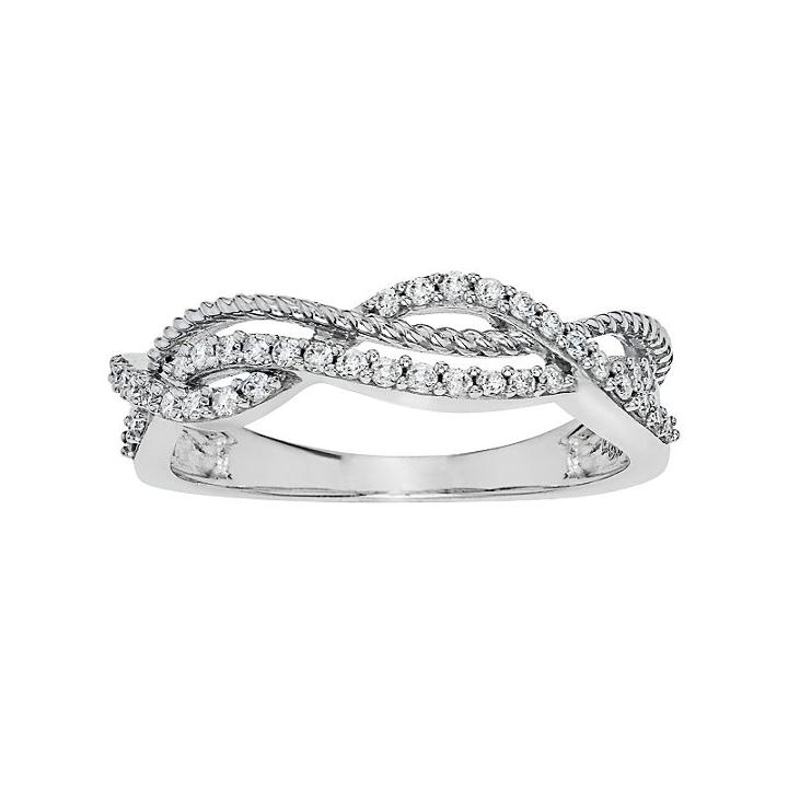 Simply Vera Vera Wang 14k White Gold 1/4 Carat T.w. Diamond Woven Ring, Women's, Size: 7