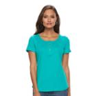 Women's Croft & Barrow&reg; Henley Tee, Size: Medium, Med Green