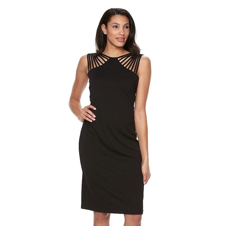 Women's Ronni Nicole Strappy Sheath Dress, Size: 10, Black