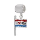 Individuality Beads Sterling Silver I Love Usa Flag Charm, Women's, Multicolor