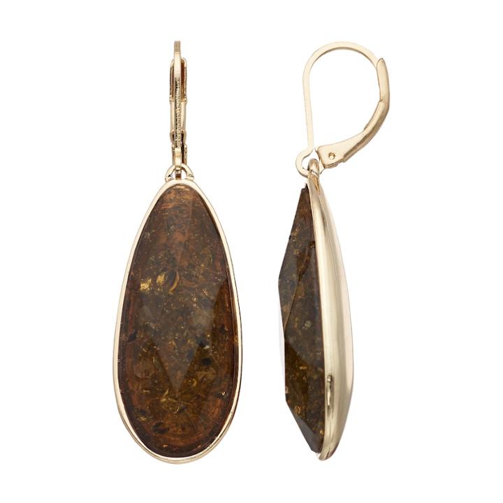 Dana Buchman Simulated Stone Teardrop Earrings, Women's, Med Brown