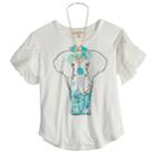 Girls 7-16 Self Esteem Tiered Sleeve Graphic Tee With Necklace, Size: Small, White