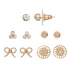 Lc Lauren Conrad Bow & Solitaire Nickel Free Stud Earring Set, Women's, Gold