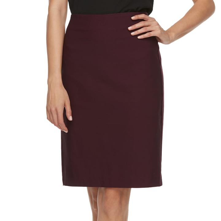 Women's Elle™ Pull-on Pencil Skirt, Size: Large, Drk Purple