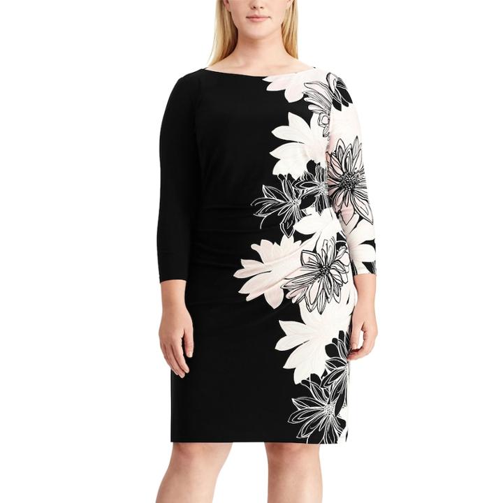Plus Size Chaps Jersey Sheath Dress, Women's, Size: 16 W, Black
