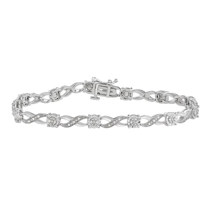 Sterling Silver 1/5 Carat T.w. Diamond Infinity Bracelet, Women's, Size: 7, White