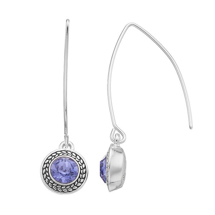 Napier Round Nickel Free Threader Earrings, Women's, Purple