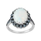 Sterling Silver Simulated White Opal & Cubic Zirconia Halo Ring, Women's, Size: 6