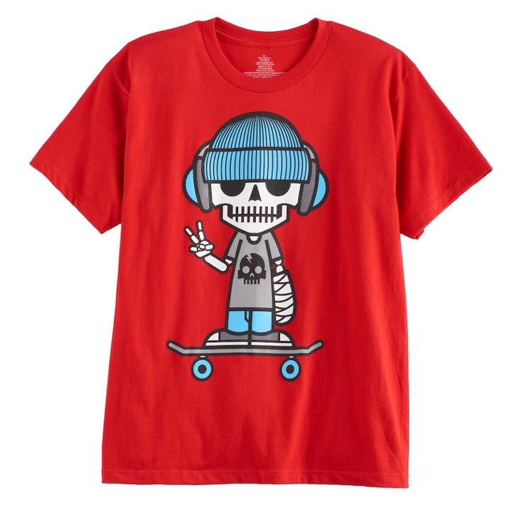 Boys 8-20 Skull Deckey Tee, Size: Large, Red