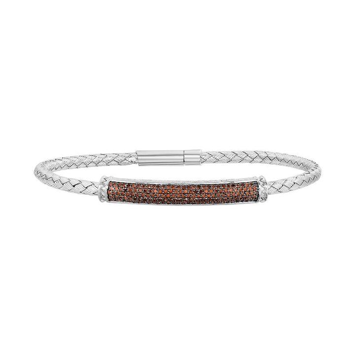 Sterling Silver 5/8 Carat T.w. Red Diamond Woven Bracelet, Women's, Size: 7.25