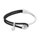 Brilliance Cubic Zirconia Braided Black Leather Bracelet With Swarovski Crystals, Women's, White