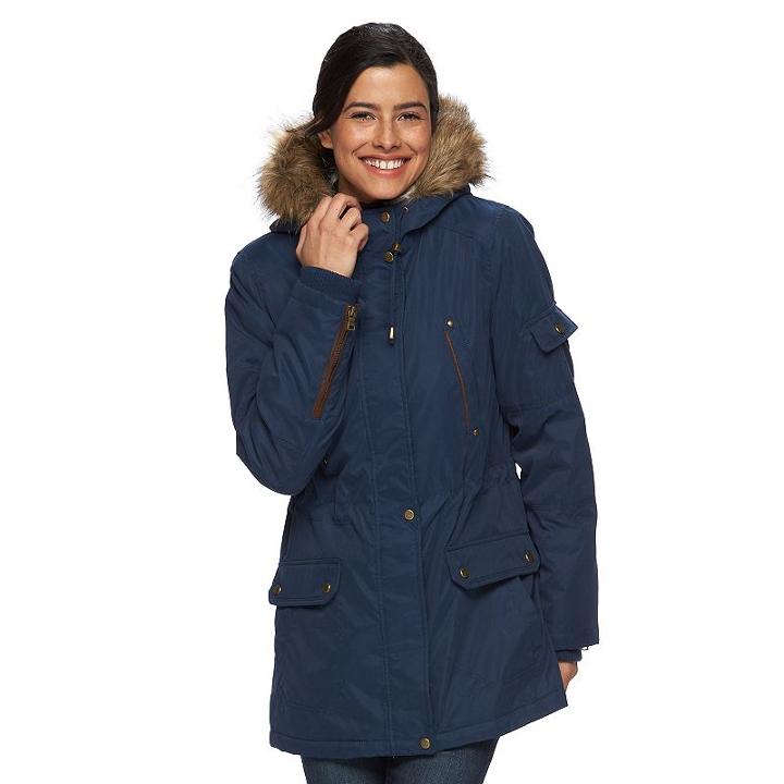 Women's D.e.t.a.i.l.s Hooded Anorak Parka, Size: Xl, Dark Blue