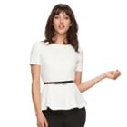 Women's Elle&trade; Textured Peplum Top, Size: Small, White Oth