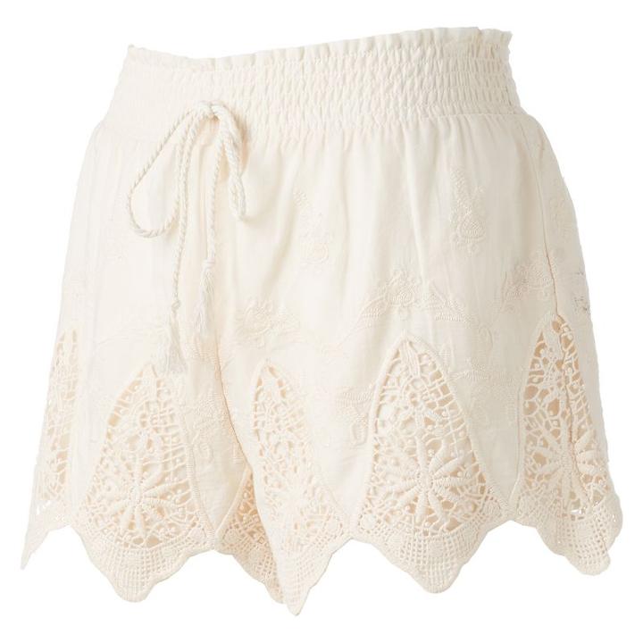Juniors' Mudd® Crochet Scallop Soft Shorts, Girl's, Size: Large, White Oth