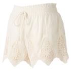 Juniors' Mudd&reg; Crochet Scallop Soft Shorts, Girl's, Size: Large, White Oth