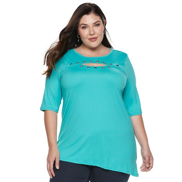 Plus Size French Laundry Grommet Keyhole Top, Women's, Size: 2xl, Brt Blue