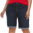 Plus Size Apt. 9&reg; Cuffed Denim Bermuda Shorts, Women's, Size: 20 W, Dark Blue