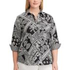 Plus Size Chaps Striped No-iron Broadcloth Shirt, Women's, Size: 1xl, Black