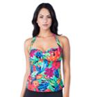 Women's Chaps Bust Enhancer Floral Halterkini Top, Size: 18, Polynesian Floral
