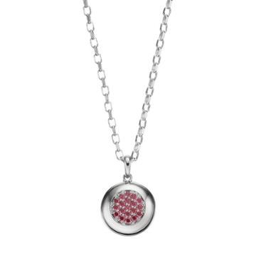 Lotopia Red Cubic Zirconia Sterling Silver Circle Pendant Necklace, Women's, Size: 18